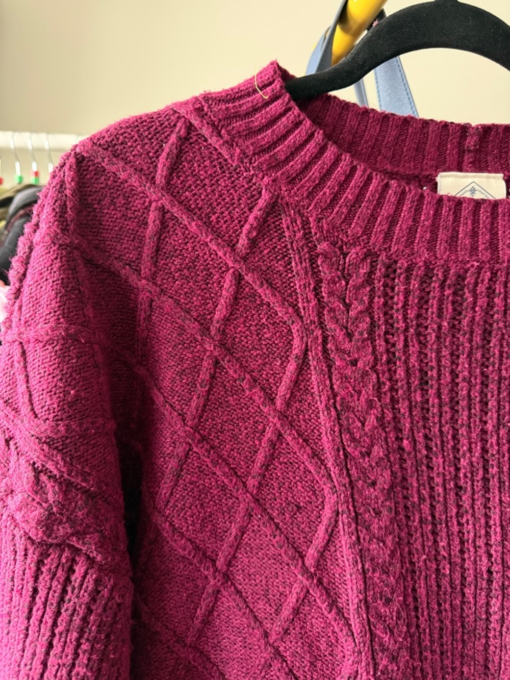 st. john’s bay Cable Knit Sweater - Deep Berry size XXL - Picture 3 of 5